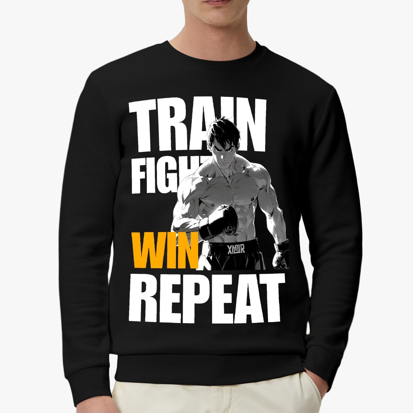 Warrior Spirit Sweatshirt - Bold Fighter Logo Design